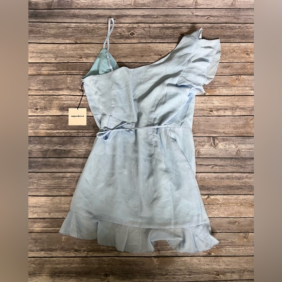 Superdown Are Anna Wrap Dress Baby Blue NWT Small - Picture 3 of 3
